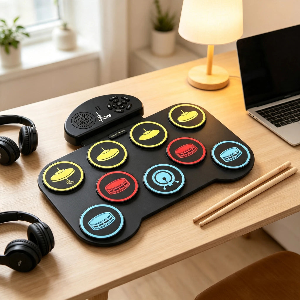 Foldable 9-Pad Electronic Drum Kit for Beginners