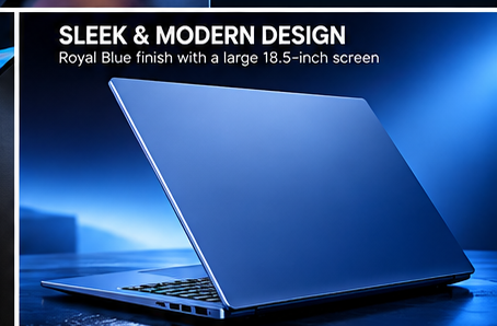 Royal blue laptop design and exterior view