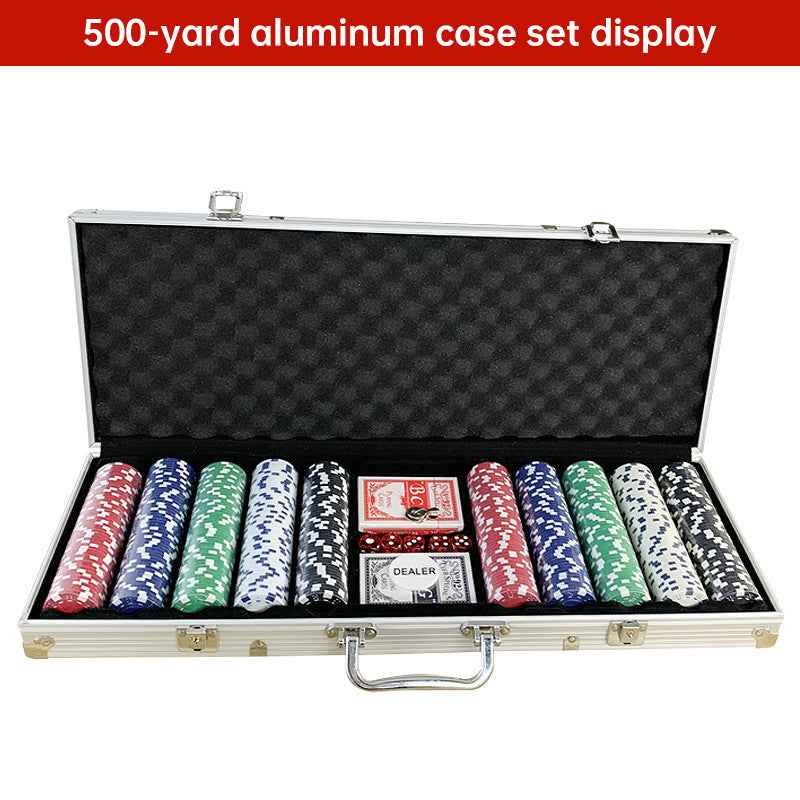 500 PCS Poker Chip Set in Locking Aluminum Briefcase - Texas Hold'em Gambling Kit with Dice, Dealer Button & Cards