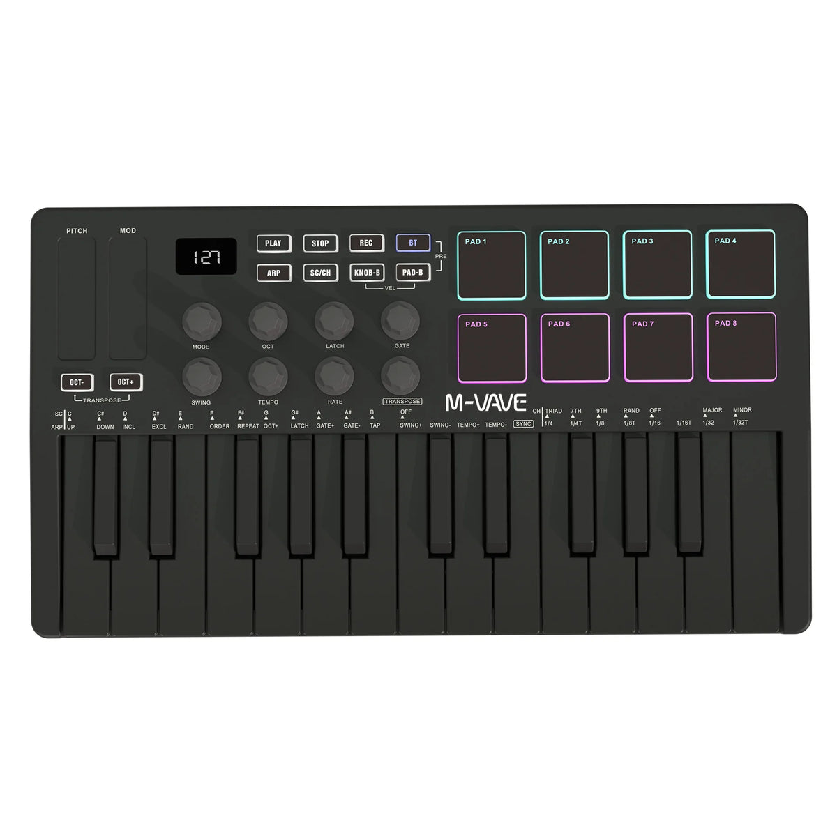 M-VAVE SMK-25 Portable MIDI Keyboard Controller with RGB Drum Pads