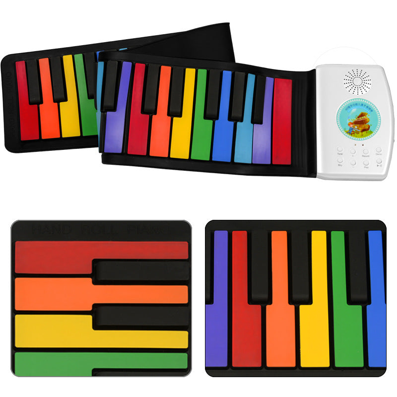 49 Key Rainbow Handroll Piano Thickened Silicone Waterproof Children's Entry Folding Electronic Organ