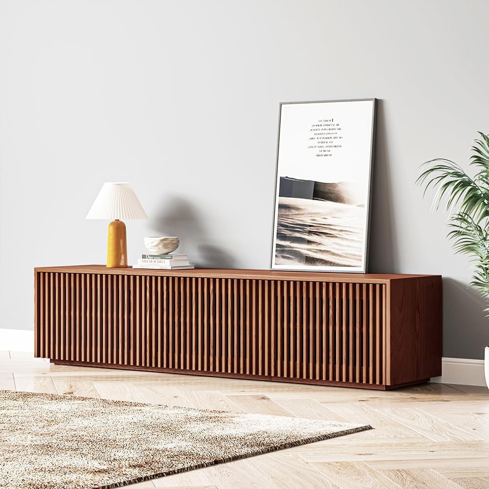 Mid Century Modern TV Stand, Solid Wood Media Console for 65 Inch TV,