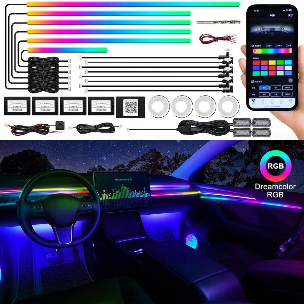 Suitable for 256 color dynamic light and shadow ambient lighting in cars universal car models with added welcome lights eprolo