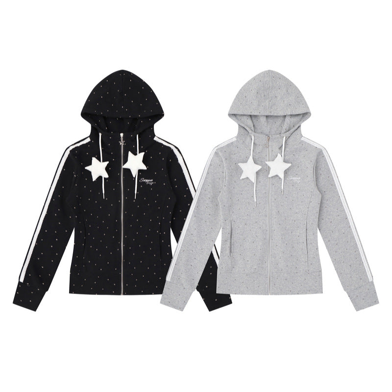 Light gray full star hooded white star jacket