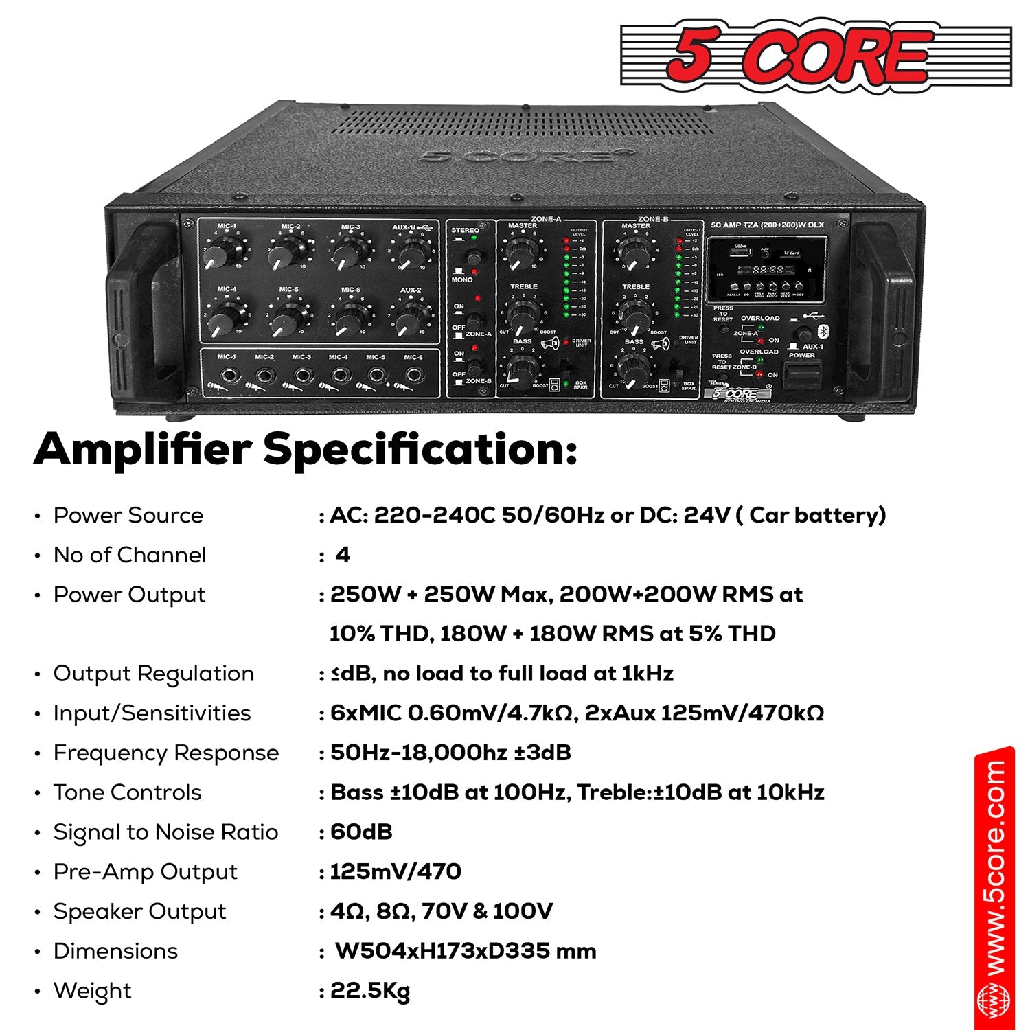 5 Core 4000W PA System Outdoor Indoor Commercial Industrial Grade
