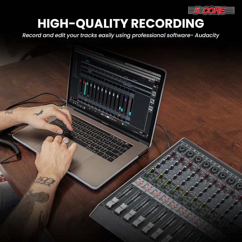 Audio Mixer 12 Channel DJ Equipment with Bluetooth USB Console Sound