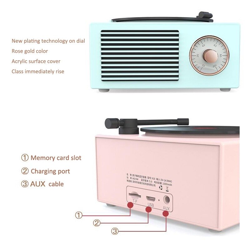 B10 Atomic Bluetooth Speakers Retro Vinyl Player Desktop Wireless Creative Multifunction Mini Stereo Speakers eprolo