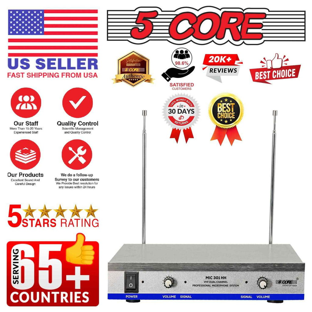5Core Wireless Microphones w 2 Headset Portable Mini Microfono