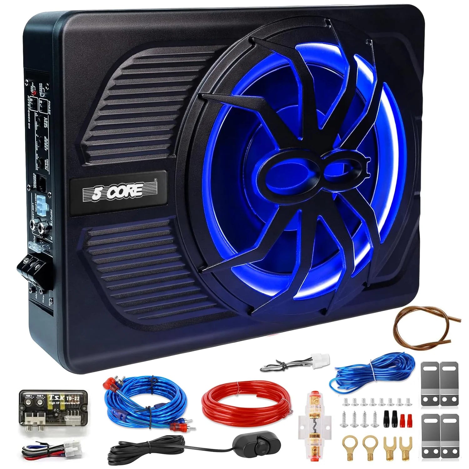 5Core 10 Inch Slim under Seat Car Audio Subwoofer 800W Built in