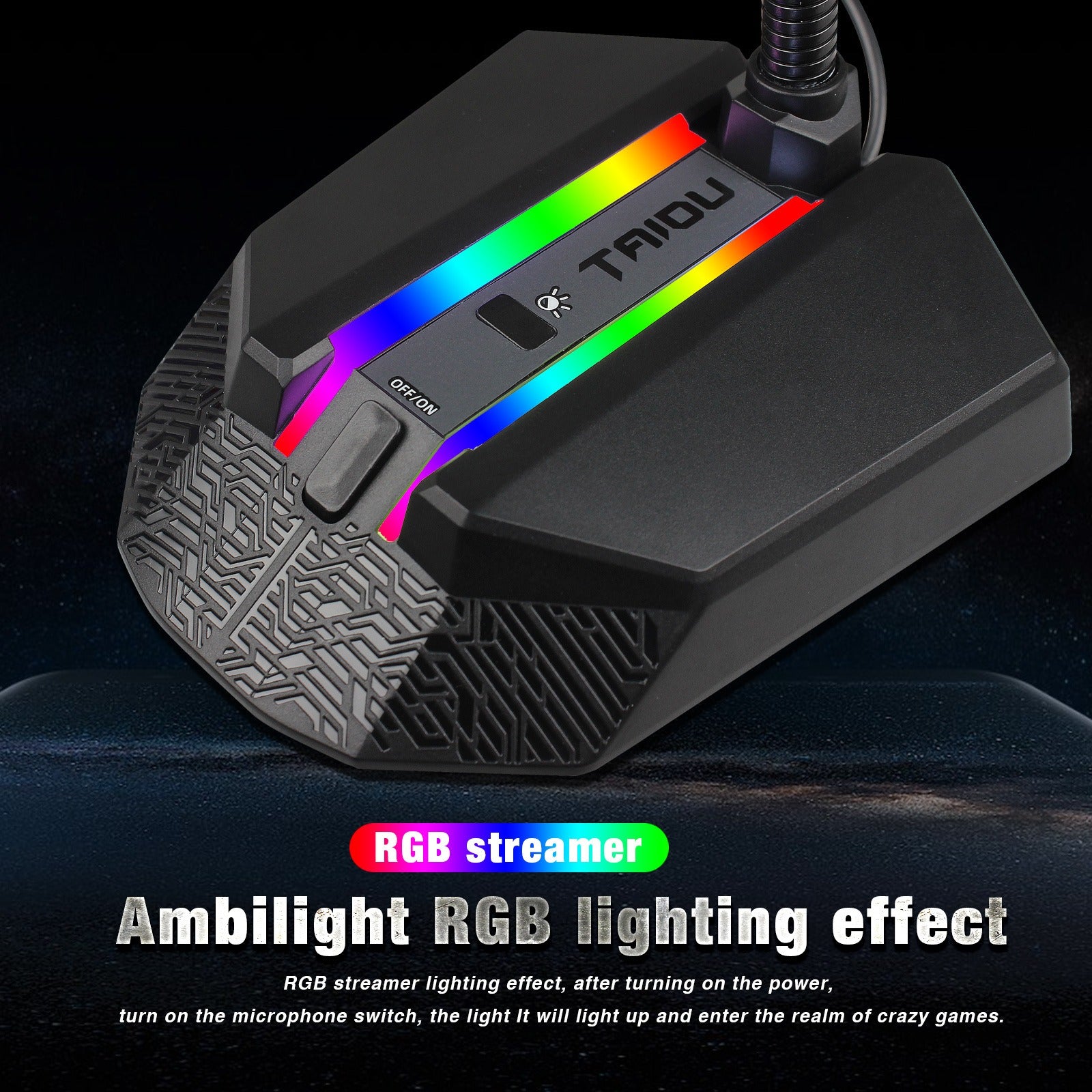 New desktop RGB luminous condenser microphone live broadcast microphone