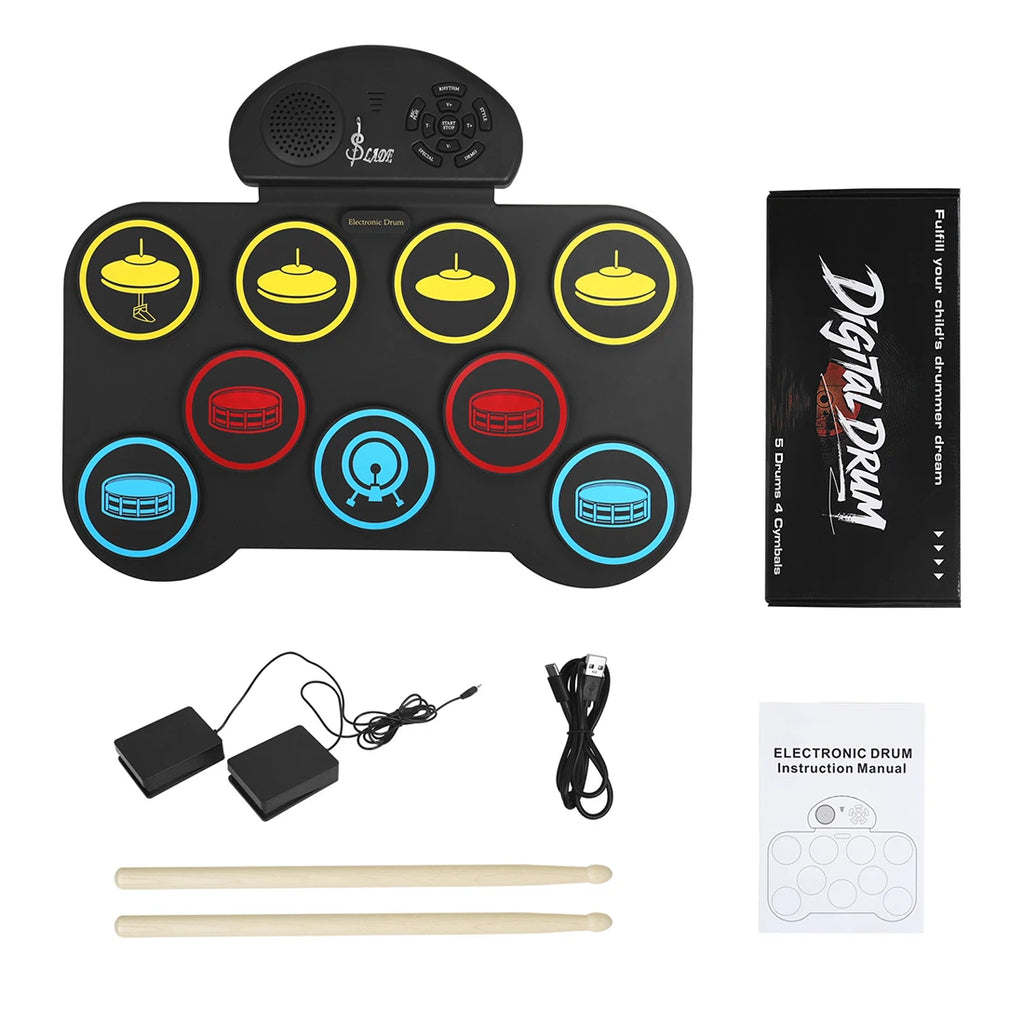 Foldable 9-Pad Electronic Drum Kit for Beginners