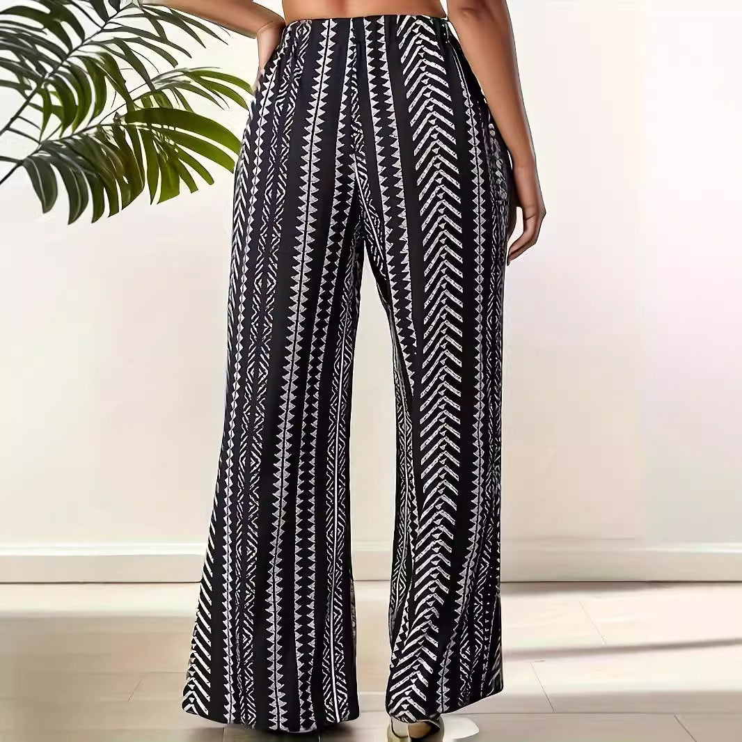 Elastic waist straight leg pants for women's pants