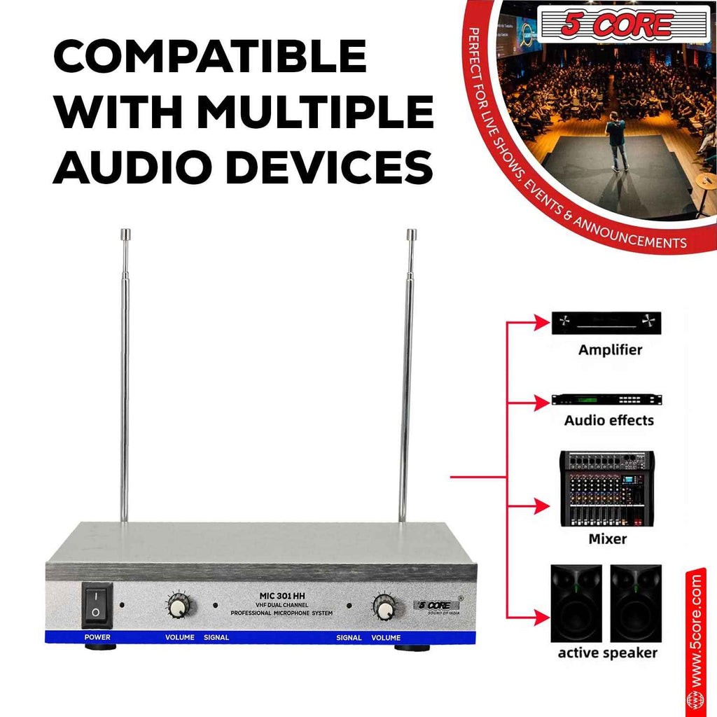 5Core Wireless Microphones w 2 Headset Portable Mini Microfono