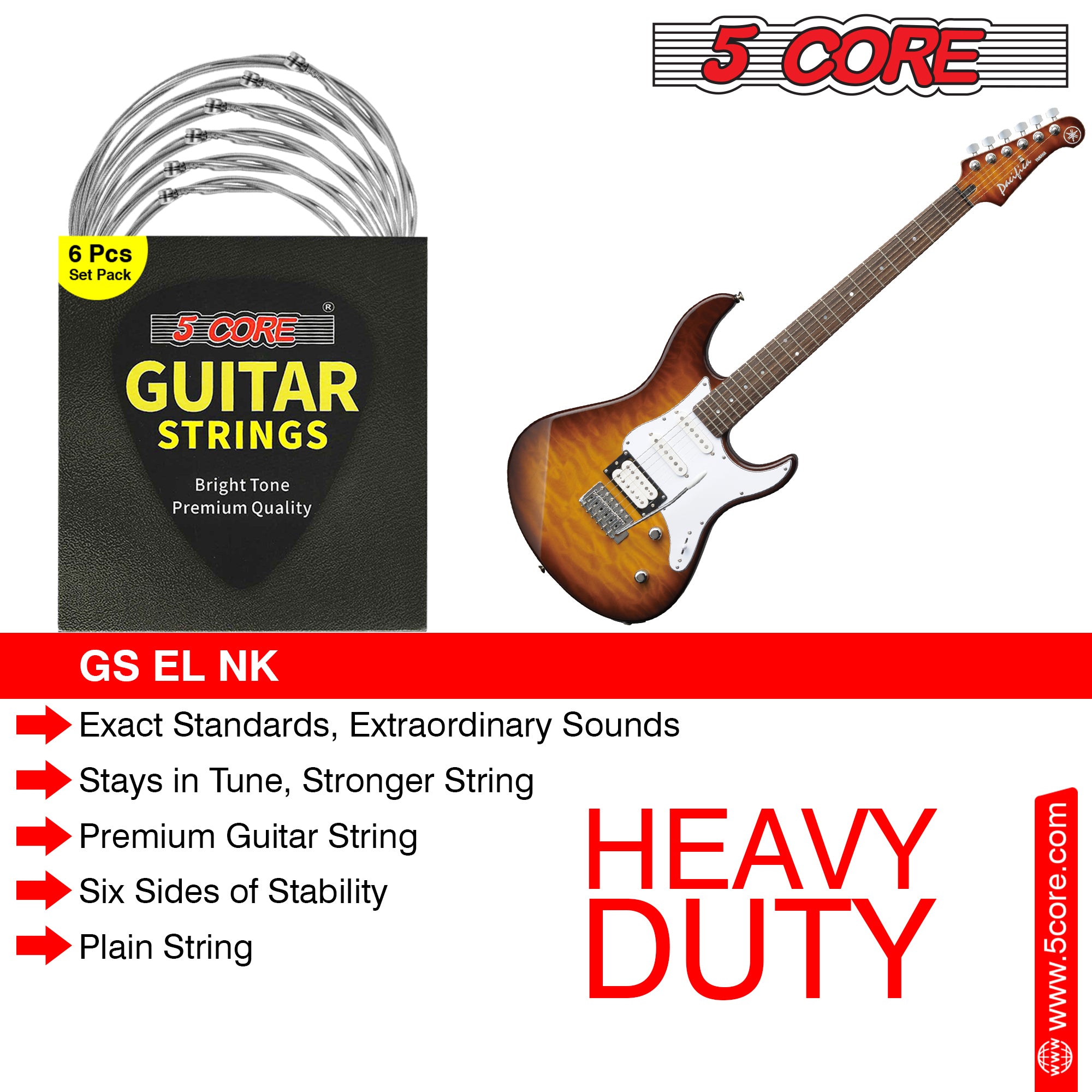 5 Core Electric Guitar Strings for 6 String Guitars Nickel Plated
