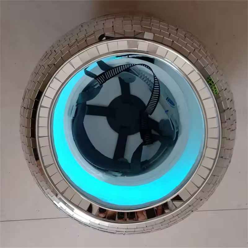 Silver Mirror Helmet Mask, Reflective Disco Costume Headgear for EDM Raves, Music Festivals, DJ Stage Performance