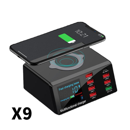 100W Multi-Port Fast Charging Station with Wireless Charging