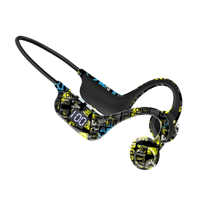 AKZ-G9 Graffiti Bone Conduction Wireless Bluetooth Earphones Insert Card Digital Display Hanging Ear Wireless Earphones eprolo