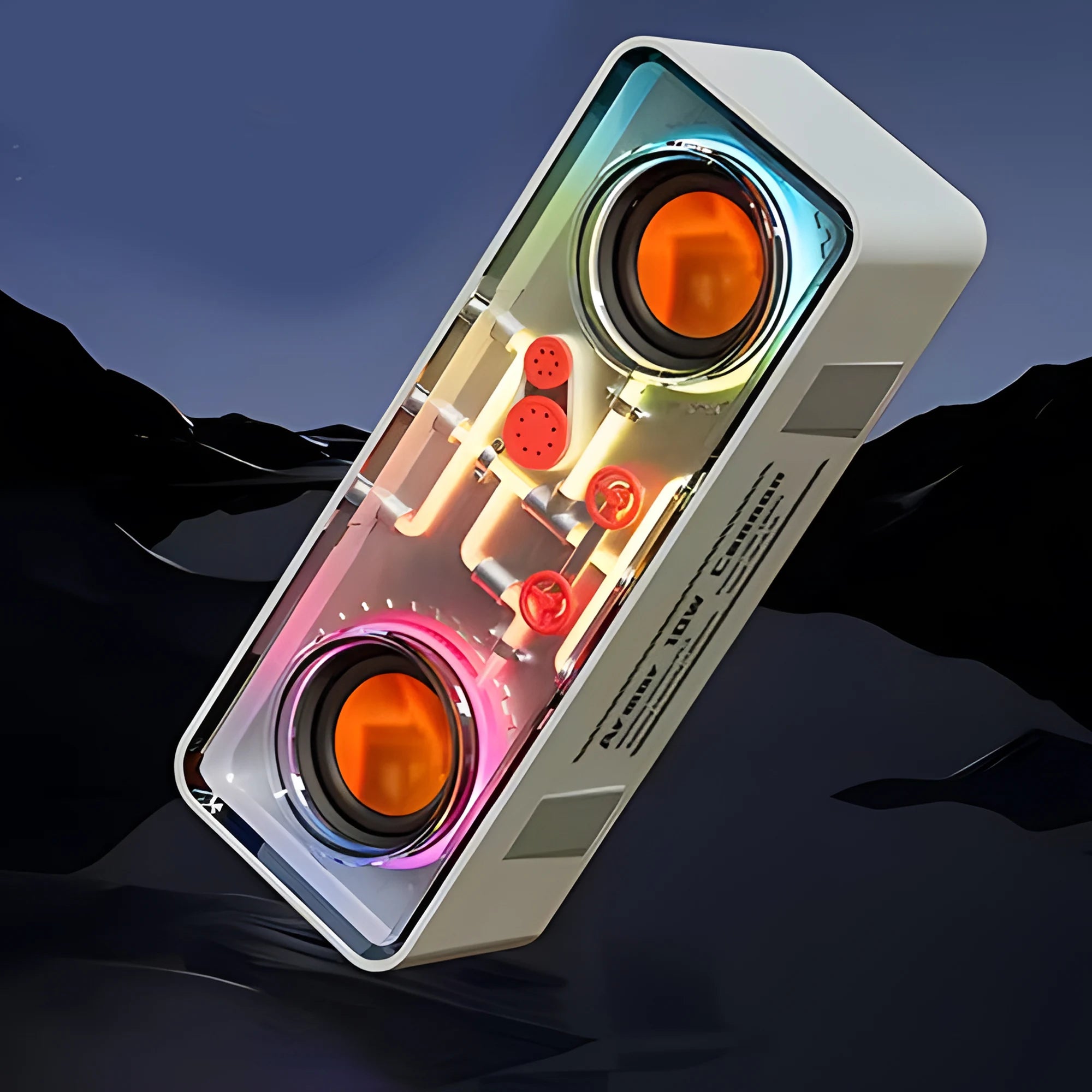 Bass Vibro-sound PUNK Style Dual Speakers Transparent Mechanical Wireless Bluetooth Speakers eprolo