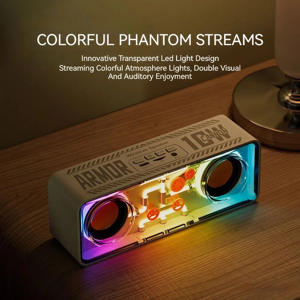 Bass Vibro-sound PUNK Style Dual Speakers Transparent Mechanical Wireless Bluetooth Speakers eprolo