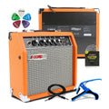 5 Core GA-20 orange 20W guitar amplifier bundle with capo, picks, guitar strings and instrument cable