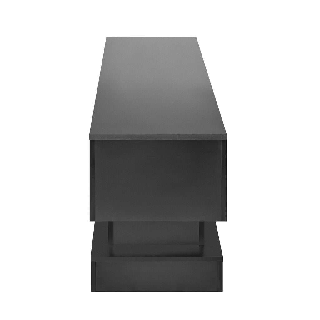 51.18inch Black morden TV Stand with LED Lights high glossy front TV Cabinet color:BLACK