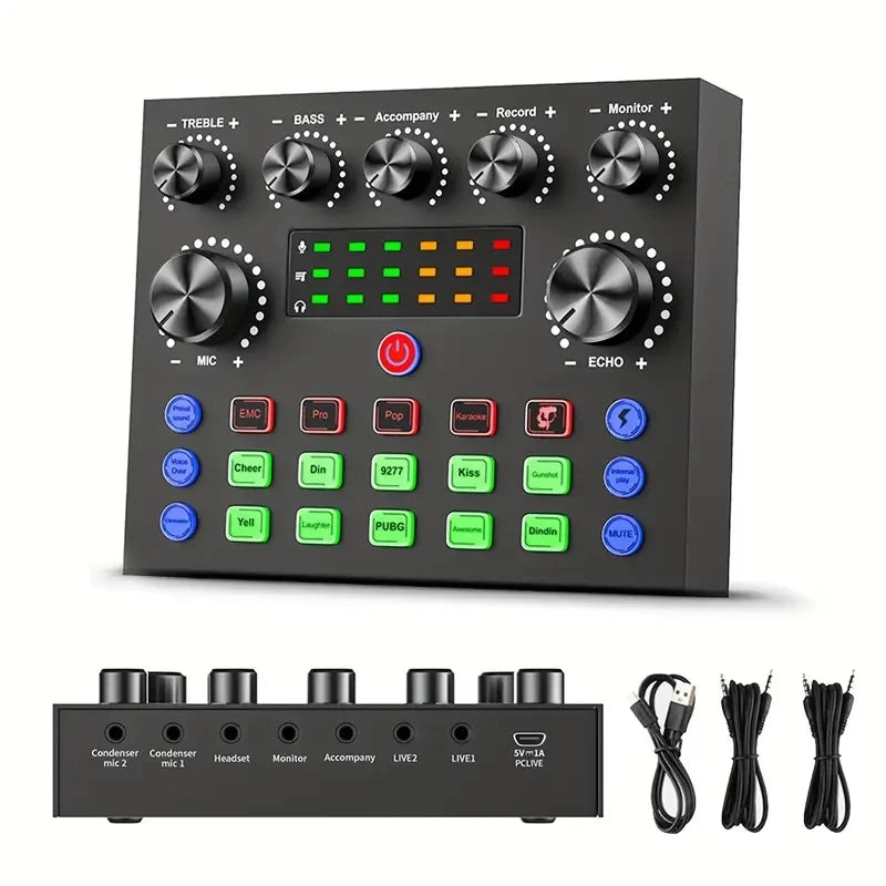 V8S Audio Mixer with Voice Changer for Podcast, Gaming & Karaoke