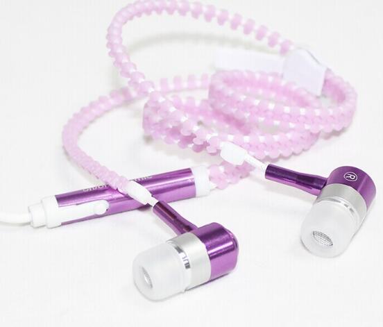 Wired earbuds Light Luminous Metal Zipper Earphone Glow In The Dark earbuds Hands Free Zipping earbuds Earhpones