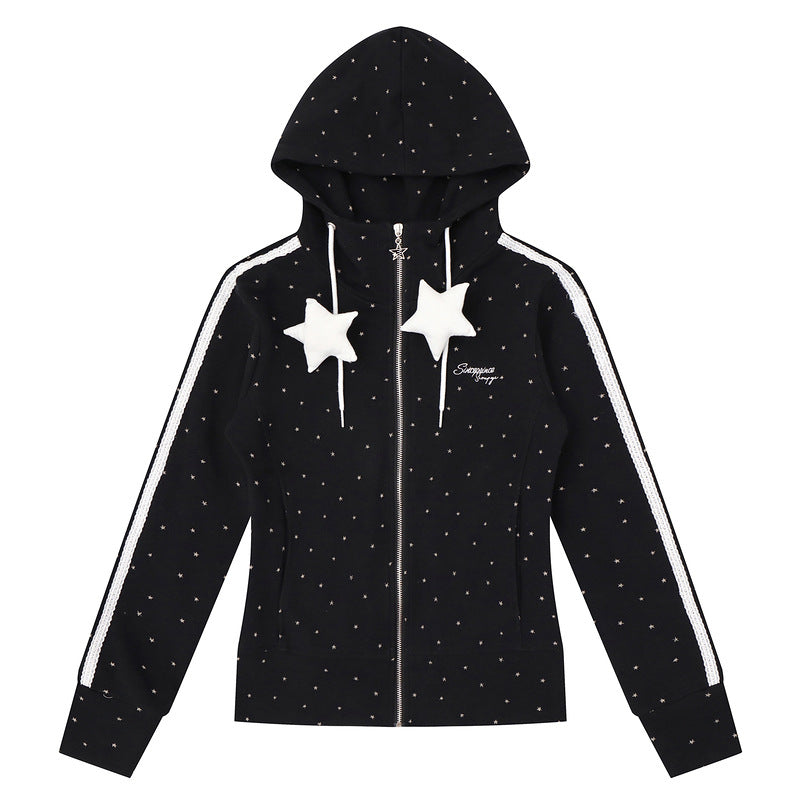 Light gray full star hooded white star jacket