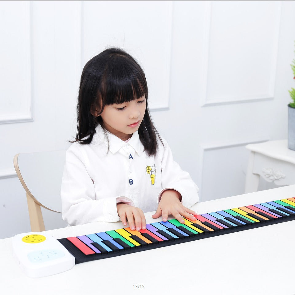 49 Key Rainbow Handroll Piano Thickened Silicone Waterproof Children's Entry Folding Electronic Organ