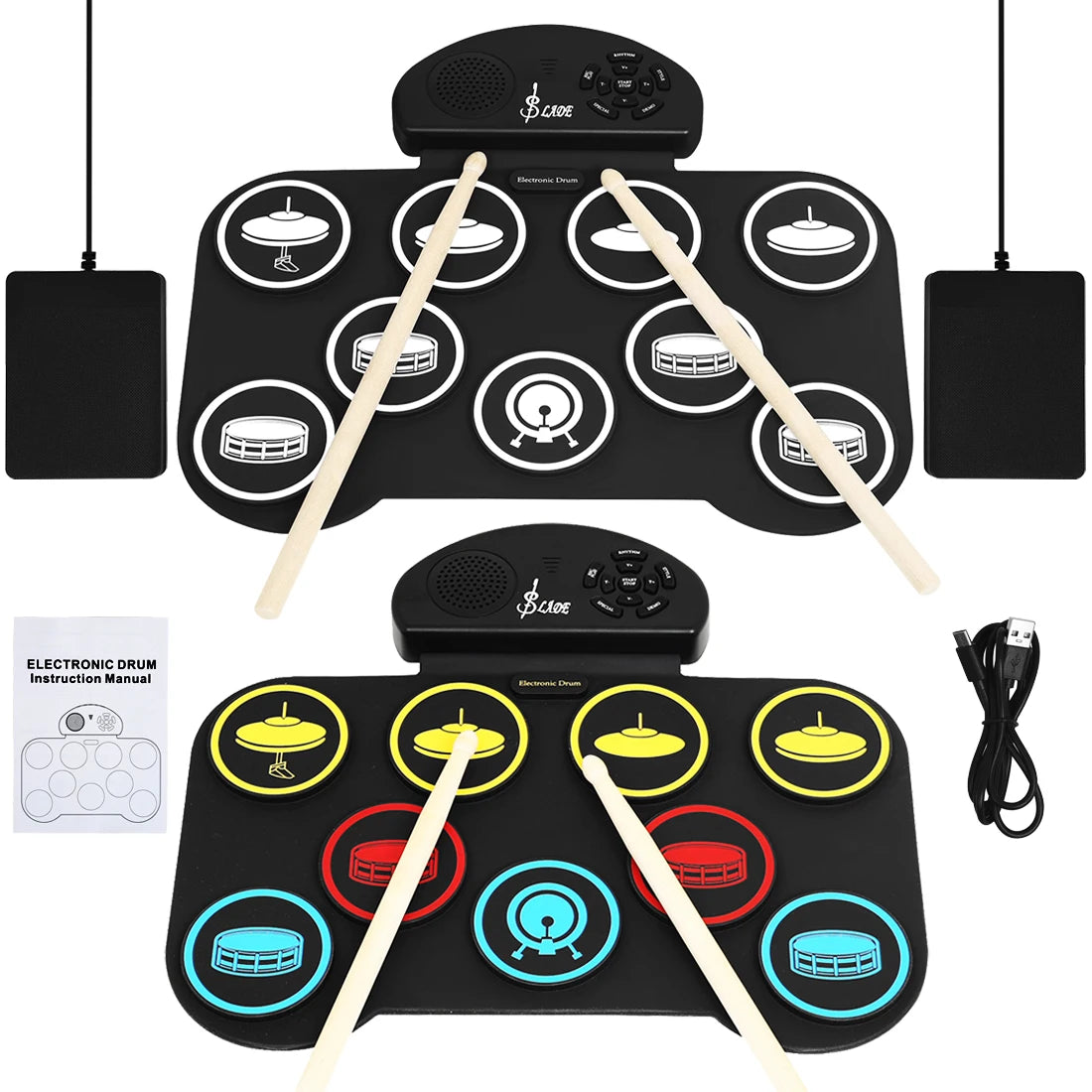 Foldable 9-Pad Electronic Drum Kit for Beginners