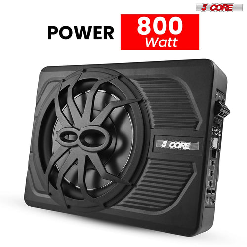 5Core 10 Inch Slim under Seat Car Audio Subwoofer 800W Built in