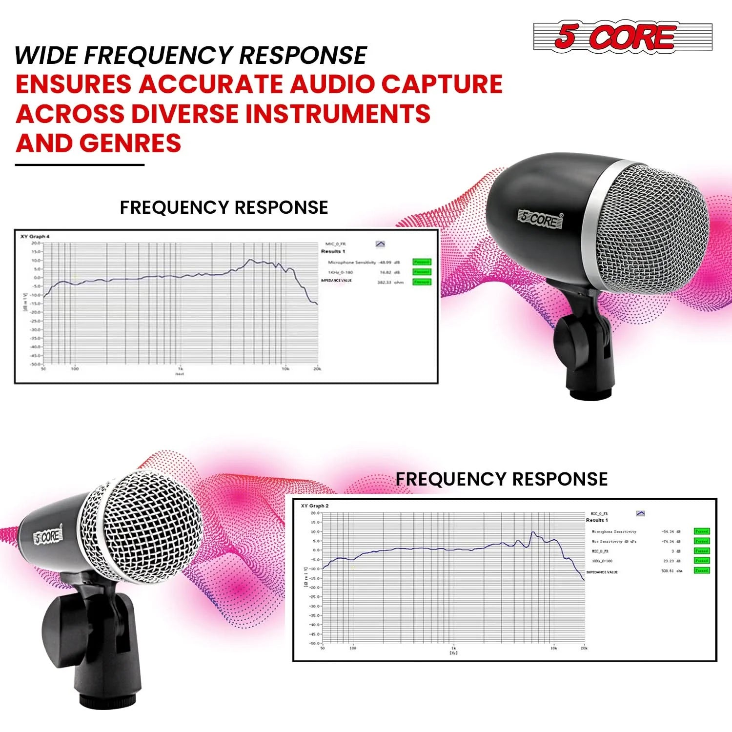 5Core Conga Mic Snare Tom Microphone Drum Kit Condenser XLR Instrument
