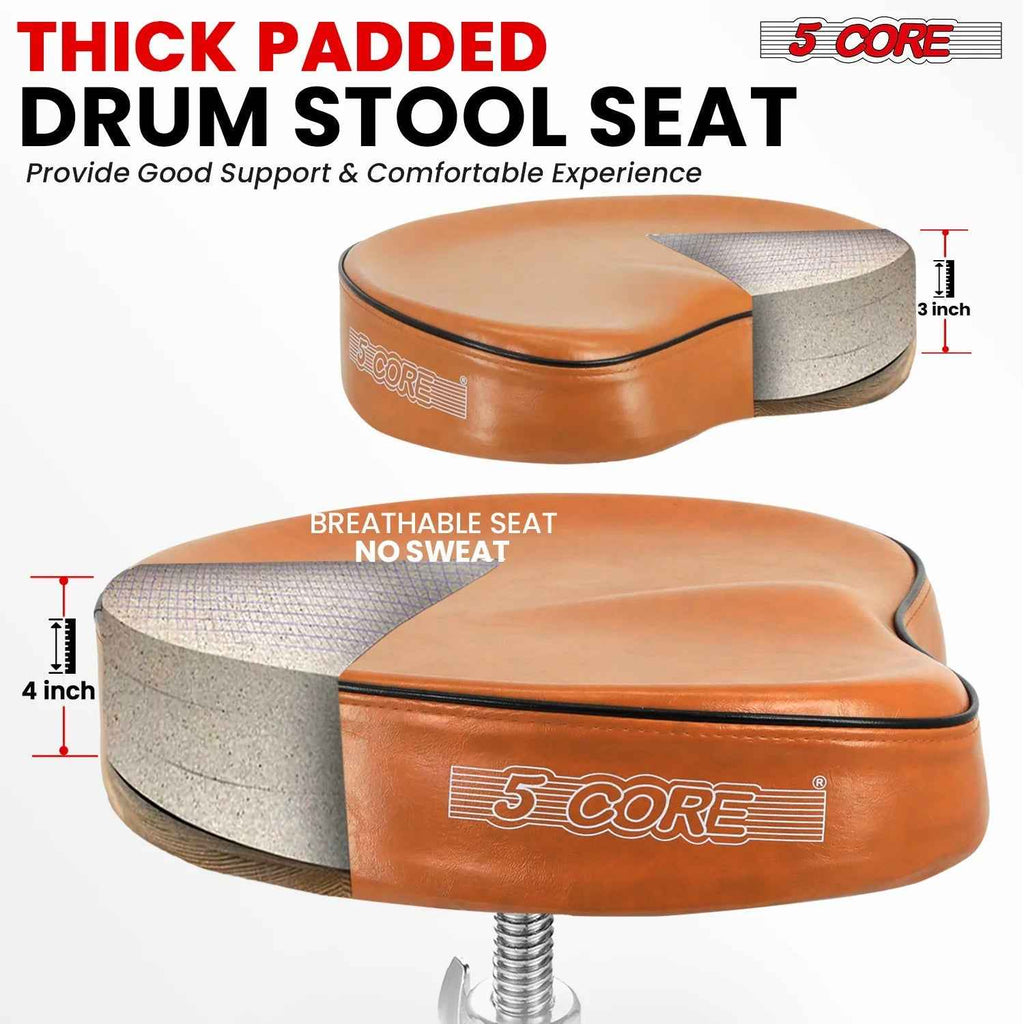 5Core Drum Throne Padded Guitar Stool Saddle Drummer Seat for Adults &