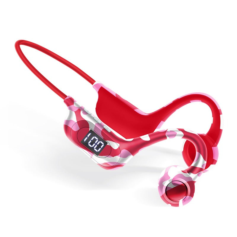 AKZ-G9 Graffiti Bone Conduction Wireless Bluetooth Earphones Insert Card Digital Display Hanging Ear Wireless Earphones eprolo