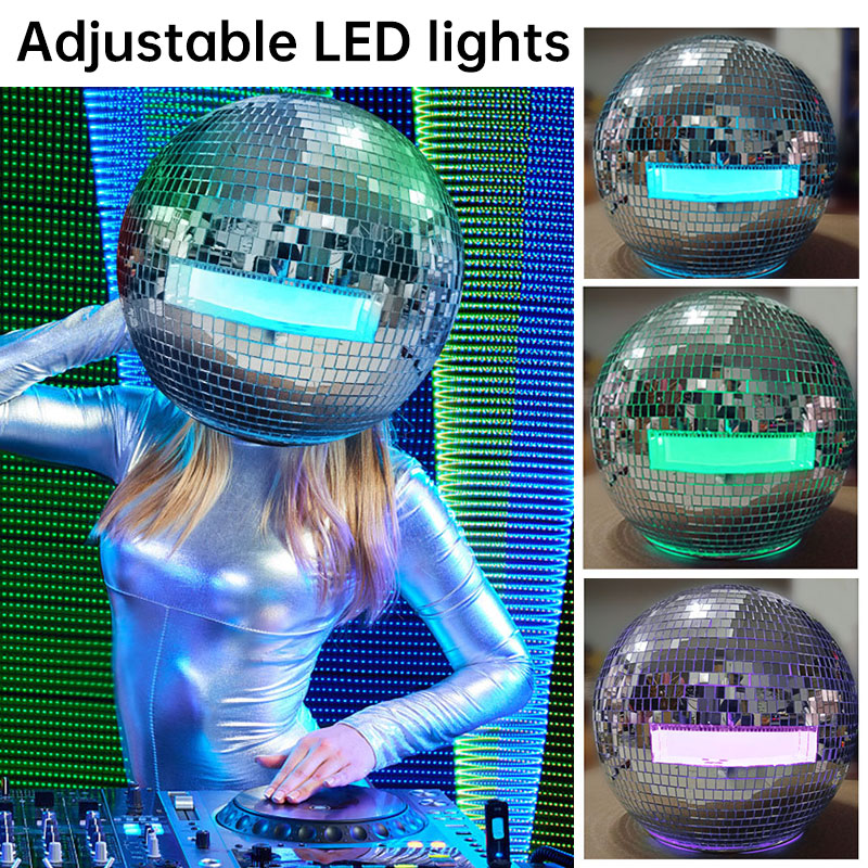 Silver Mirror Helmet Mask, Reflective Disco Costume Headgear for EDM Raves, Music Festivals, DJ Stage Performance eprolo