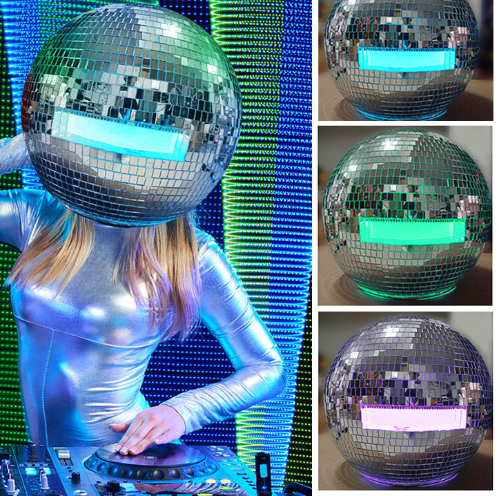 Silver Mirror Helmet Mask, Reflective Disco Costume Headgear for EDM Raves, Music Festivals, DJ Stage Performance eprolo