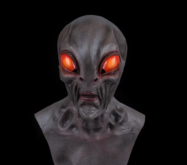 Halloween Alien Mask Scary Horrible Big Eyes Horror Alien Mask Full Head Latex Mask