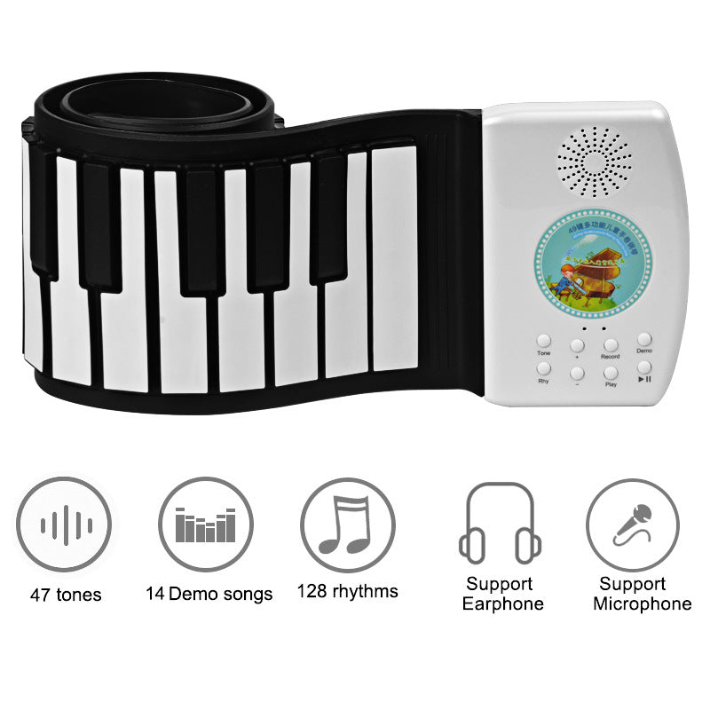 49 Key Rainbow Handroll Piano Thickened Silicone Waterproof Children's Entry Folding Electronic Organ