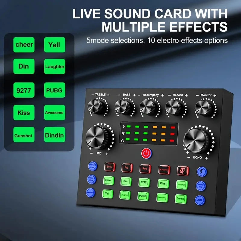 V8S Audio Mixer with Voice Changer for Podcast, Gaming & Karaoke