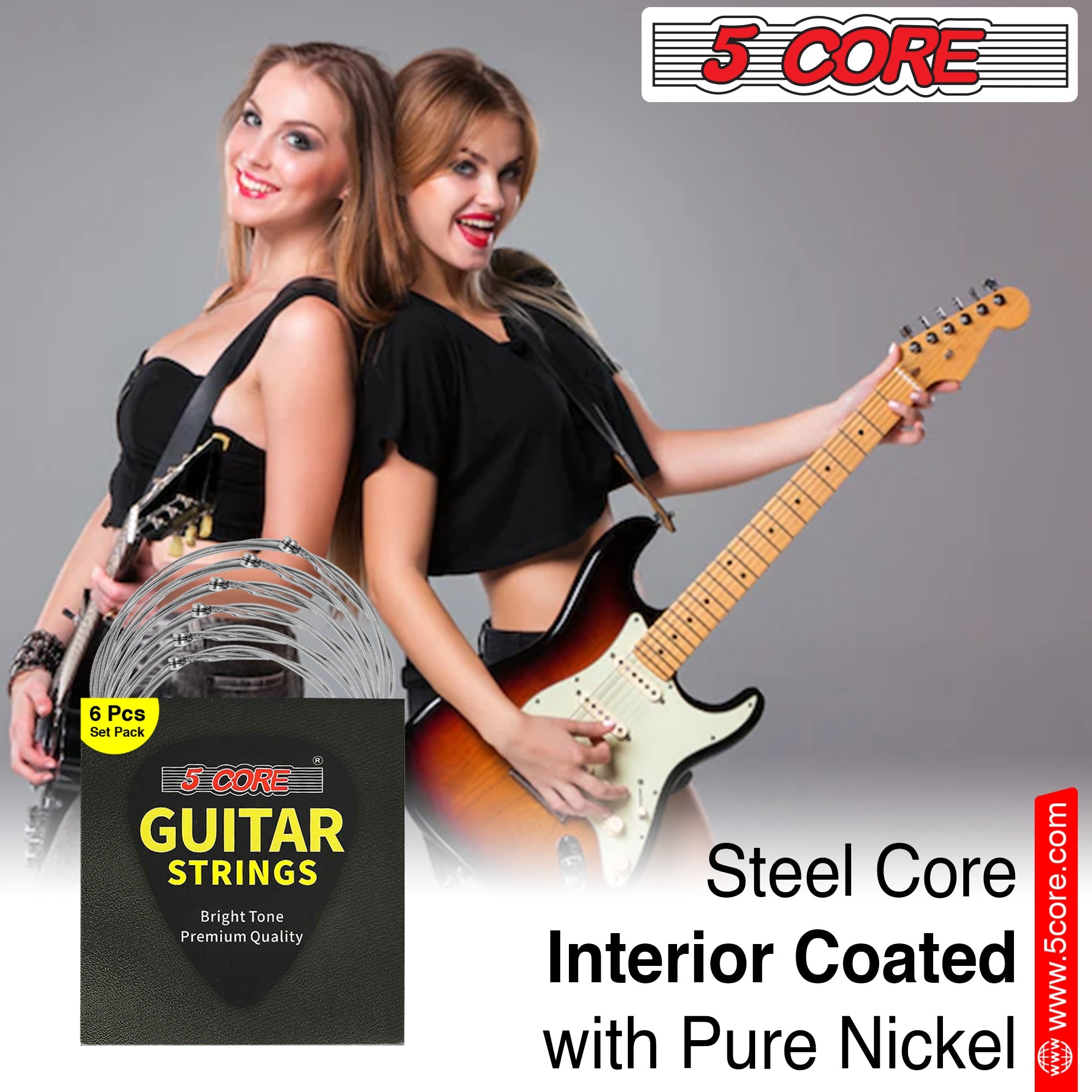 5 Core Electric Guitar Strings for 6 String Guitars Nickel Plated