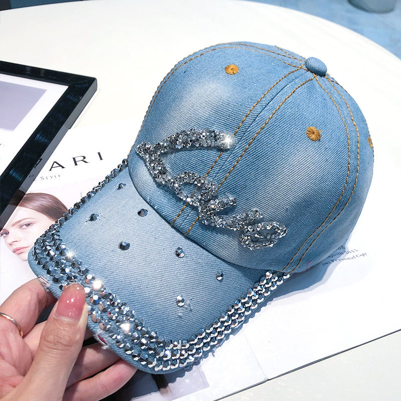 Cowboy Baseball Hat Female Ins Tide Ladies Fashion Sunscreen Rhinestone product photo