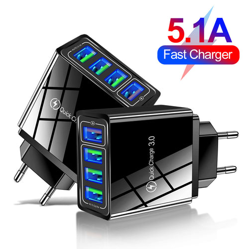 4-Port USB Fast Charger | Multi-Device Charging