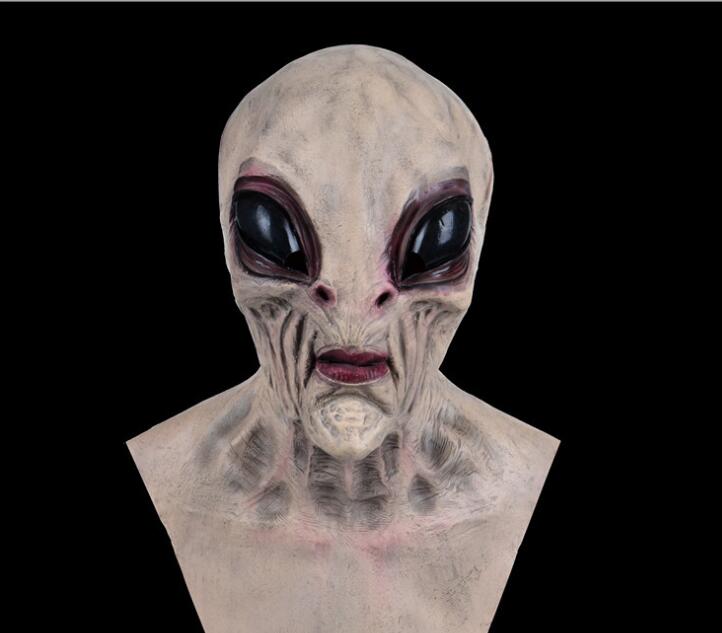 Halloween Alien Mask Scary Horrible Big Eyes Horror Alien Mask Full Head Latex Mask