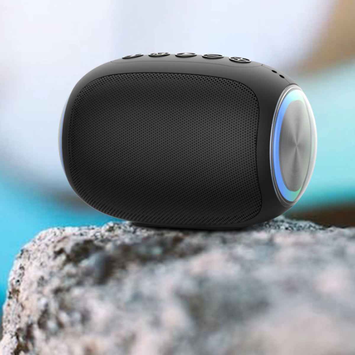 Oval Drum Bluetooth Speaker With LED Ring Light