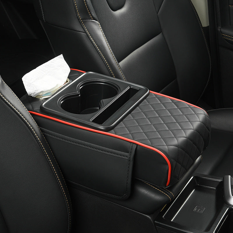 Car Armrest Pad Multi-functional Cup Holder Car Tissue Box Automotive Interior Leather Armrest Riser Pad eprolo