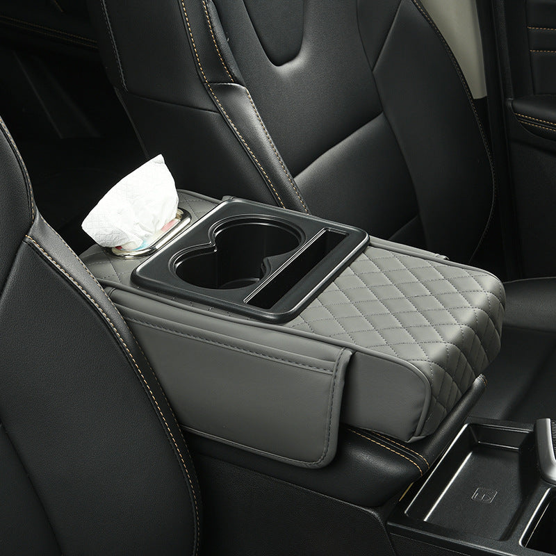Car Armrest Pad Multi-functional Cup Holder Car Tissue Box Automotive Interior Leather Armrest Riser Pad eprolo