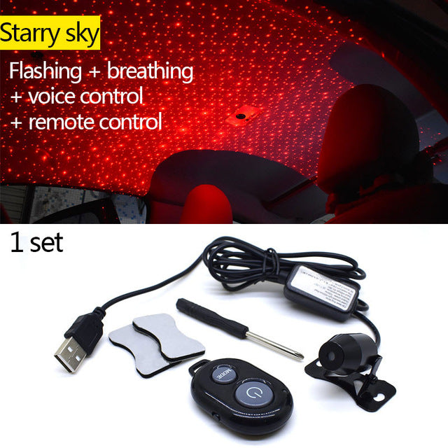 Light Projector Car Decoration Light USB LED Starry Sky Star DJ RGB Laser Projector Music Sound Remote Control Auto Car Styling eprolo
