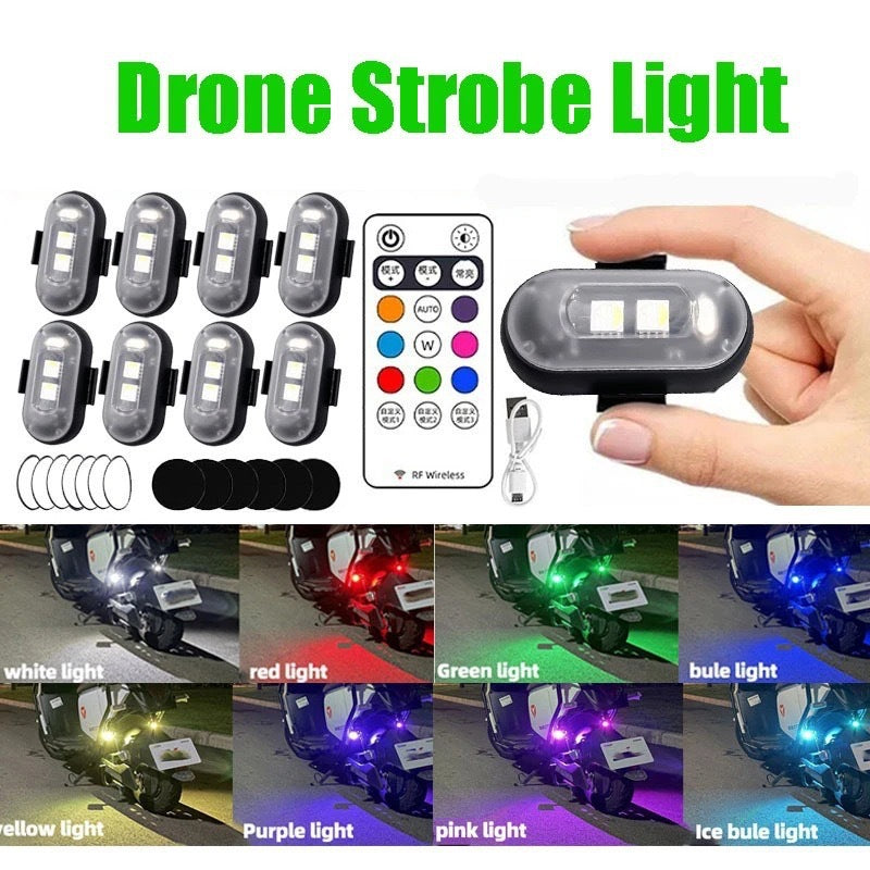 Wireless remote control aircraft light, car and motorcycle universal colorful flashing warning light, drone pilot light, charging eprolo
