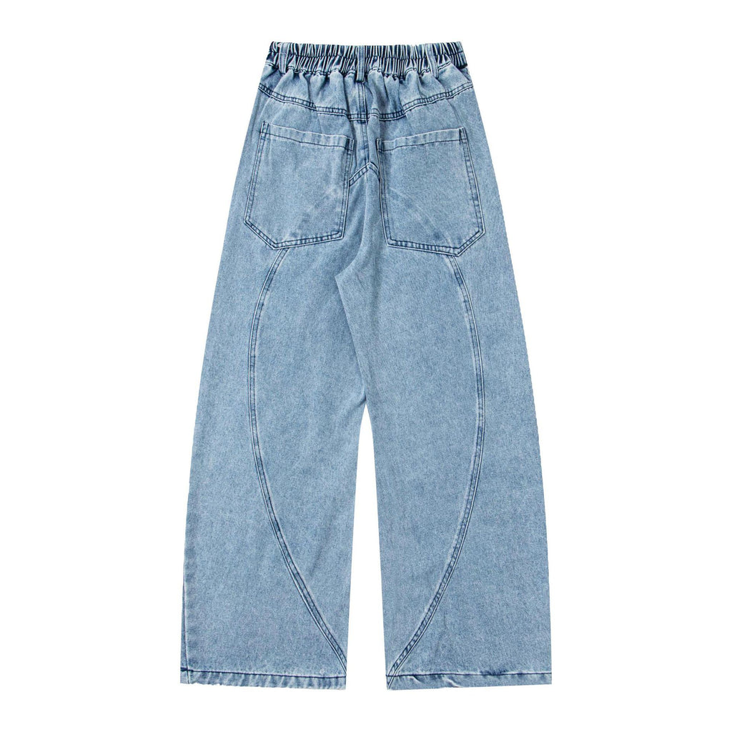 Embroidered washed denim jeans