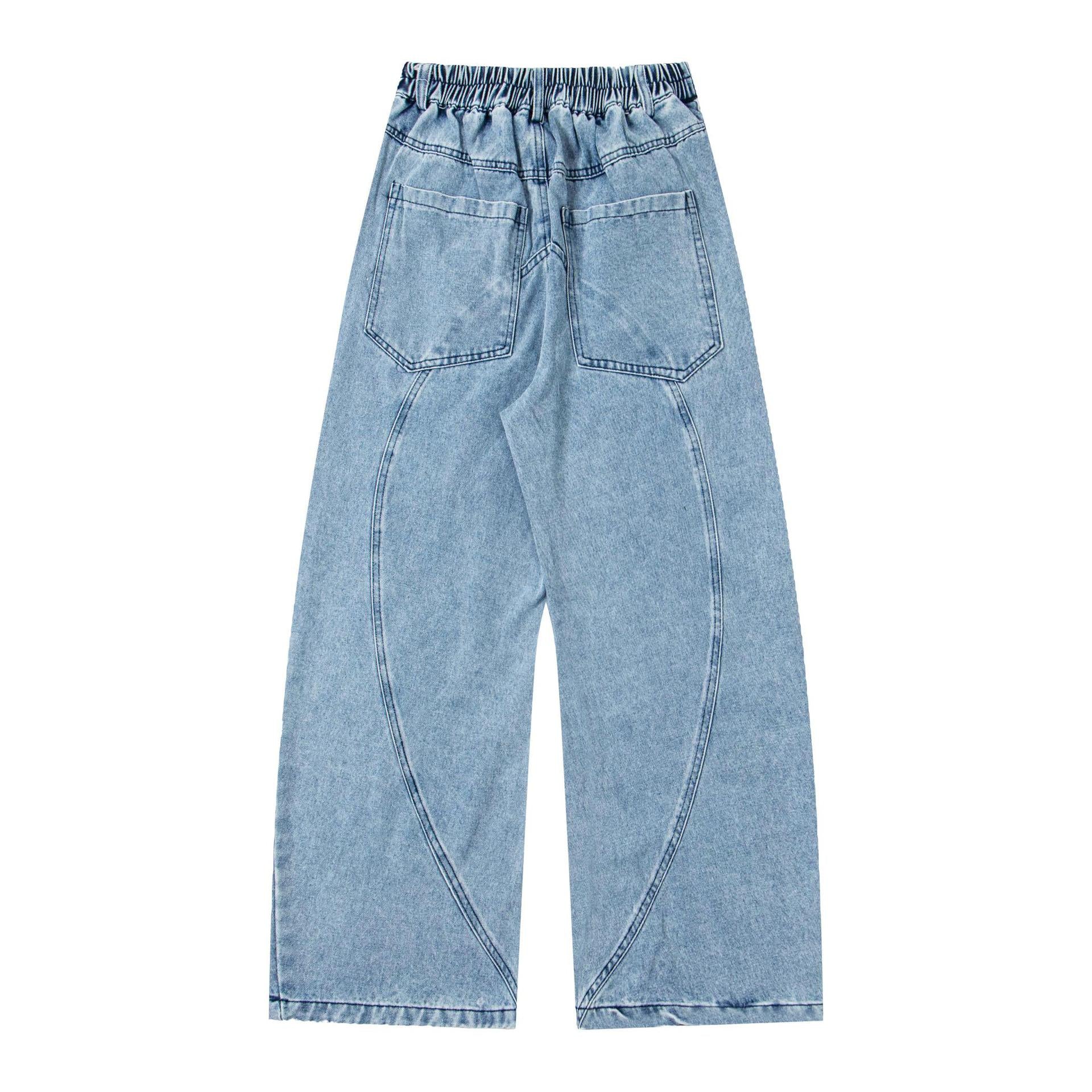 Embroidered washed denim jeans